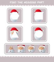 Match cartoon santa claus parts. Matching game. Educational game for pre shool years kids and toddlers vector