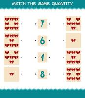 Match the same quantity of ribbon. Counting game. Educational game for pre shool years kids and toddlers vector