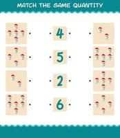 Match the same quantity of santa claus. Counting game. Educational game for pre shool years kids and toddlers vector