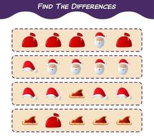 Find the differences between cartoon christmas. Searching game. Educational game for pre shool years kids and toddlers vector