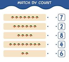 Match by count of cartoon elf. Match and count game. Educational game for pre shool years kids and toddlers vector