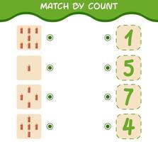 Match by count of cartoon christmas candle. Match and count game. Educational game for pre shool years kids and toddlers vector