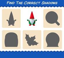 Find the correct shadows of gnome. Searching and Matching game. Educational game for pre shool years kids and toddlers vector