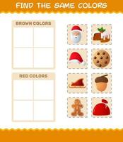 Find the same colors of christmas. Searching and Matching game. Educational game for pre shool years kids and toddlers vector