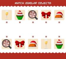 Match similar of cartoon christmas. Matching game. Educational game for pre shool years kids and toddlers vector