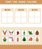 Find the same colors of christmas. Searching and Matching game. Educational game for pre shool years kids and toddlers vector