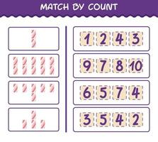 Match by count of cartoon marshmallow. Match and count game. Educational game for pre shool years kids and toddlers vector