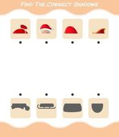 Find the correct shadows of cartoon christmas. Searching and Matching game. Educational game for pre shool years kids and toddlers vector