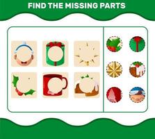 Match cartoon christmas parts. Matching game. Educational game for pre shool years kids and toddlers vector