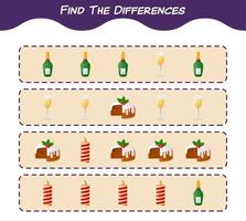 Find the differences between cartoon christmas. Searching game. Educational game for pre shool years kids and toddlers vector