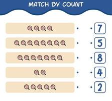 Match by count of cartoon hot chocolate. Match and count game. Educational game for pre shool years kids and toddlers vector