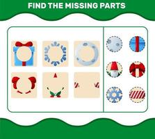 Match cartoon christmas parts. Matching game. Educational game for pre shool years kids and toddlers vector