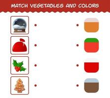 Match cartoon christmas and colors. Matching game. Educational game for pre shool years kids and toddlers vector