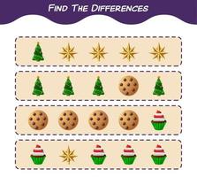 Find the differences between cartoon christmas. Searching game. Educational game for pre shool years kids and toddlers vector