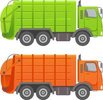 Garbage truck.Garbage recycling and utilization equipment. Flat illustration vector.Isolated on a white background.Vehicle side view. vector