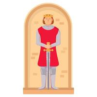 Medieval king a sword. Warrior cartoon character.Flat illustration vector.Isolated on white background. vector