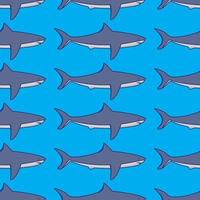 Seamless pattern with white sharks. An ornament with fishes. A print for fabric sea. Flat illustration vector.Fabric print design concept. vector