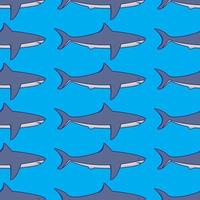 Seamless pattern with white sharks. An ornament with fishes. A print for fabric sea. Flat illustration vector.Fabric print design concept. vector