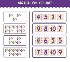 Match by count of cartoon string light. Match and count game. Educational game for pre shool years kids and toddlers vector