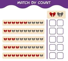 Match by count of cartoon ribbon. Match and count game. Educational game for pre shool years kids and toddlers vector