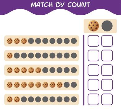 Match by count of cartoon cookie. Match and count game. Educational game for pre shool years kids and toddlers vector