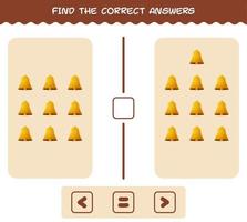 Find the correct answers of cartoon bell. Searching and Counting game. Educational game for pre shool years kids and toddlers vector