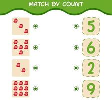 Match by count of cartoon mitten. Match and count game. Educational game for pre shool years kids and toddlers vector