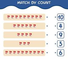 Match by count of cartoon calendar. Match and count game. Educational game for pre shool years kids and toddlers vector