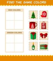 Find the same colors of christmas. Searching and Matching game. Educational game for pre shool years kids and toddlers vector
