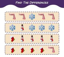 Find the differences between cartoon christmas. Searching game. Educational game for pre shool years kids and toddlers vector