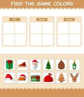 encontrar los mismos colores de navidad. juego de búsqueda y combinación. juego educativo para niños de edad preescolar y niños pequeños vector