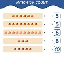 Match by count of cartoon turkey. Match and count game. Educational game for pre shool years kids and toddlers vector