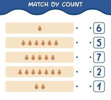 Match by count of cartoon gingerbread cookie . Match and count game. Educational game for pre shool years kids and toddlers vector