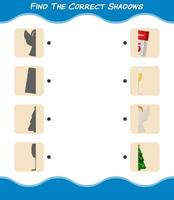 Find the correct shadows of cartoon christmas. Searching and Matching game. Educational game for pre shool years kids and toddlers vector