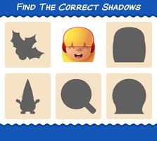 encontrar las sombras correctas de las niñas. juego de búsqueda y combinación. juego educativo para niños y niños pequeños en edad preescolar vector