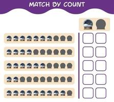 Match by count of cartoon glass snow ball. Match and count game. Educational game for pre shool years kids and toddlers vector