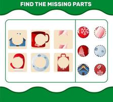 Match cartoon christmas parts. Matching game. Educational game for pre shool years kids and toddlers vector