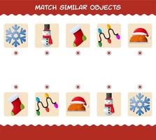 partido similar de dibujos animados de navidad. juego de correspondencias. juego educativo para niños de edad preescolar y niños pequeños vector