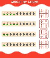 Match by count of cartoon cupcake. Match and count game. Educational game for pre shool years kids and toddlers vector