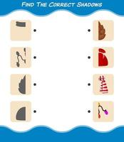 Find the correct shadows of cartoon christmas. Searching and Matching game. Educational game for pre shool years kids and toddlers vector