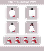 Match cartoon snowman parts. Matching game. Educational game for pre shool years kids and toddlers vector