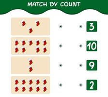 Match by count of cartoon sock. Match and count game. Educational game for pre shool years kids and toddlers vector