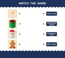 Match the name of cartoon christmas. Matching game. Educational game for pre shool years kids and toddlers vector
