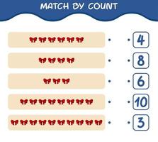 Match by count of cartoon ribbon. Match and count game. Educational game for pre shool years kids and toddlers vector