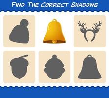 encuentra las sombras correctas de campana. juego de búsqueda y emparejamiento. juego educativo para niños y niños pequeños en edad preescolar vector