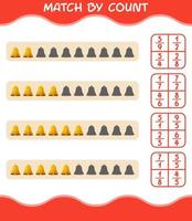 Match by count of cartoon bell. Match and count game. Educational game for pre shool years kids and toddlers vector