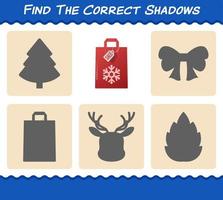 Find the correct shadows of paperbag. Searching and Matching game. Educational game for pre shool years kids and toddlers vector