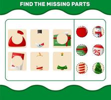 Match cartoon christmas parts. Matching game. Educational game for pre shool years kids and toddlers vector