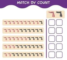 Match by count of cartoon scarf. Match and count game. Educational game for pre shool years kids and toddlers vector