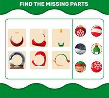 Match cartoon christmas parts. Matching game. Educational game for pre shool years kids and toddlers vector